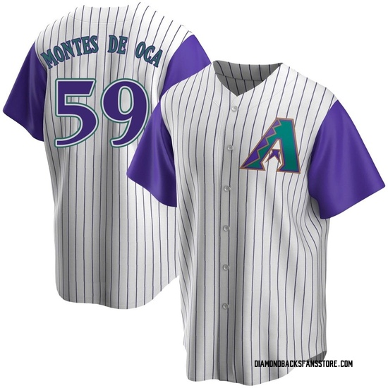Men's Christian Montes De Oca Arizona Diamondbacks Replica Purple Cream/ Alternate Cooperstown Collection Jersey